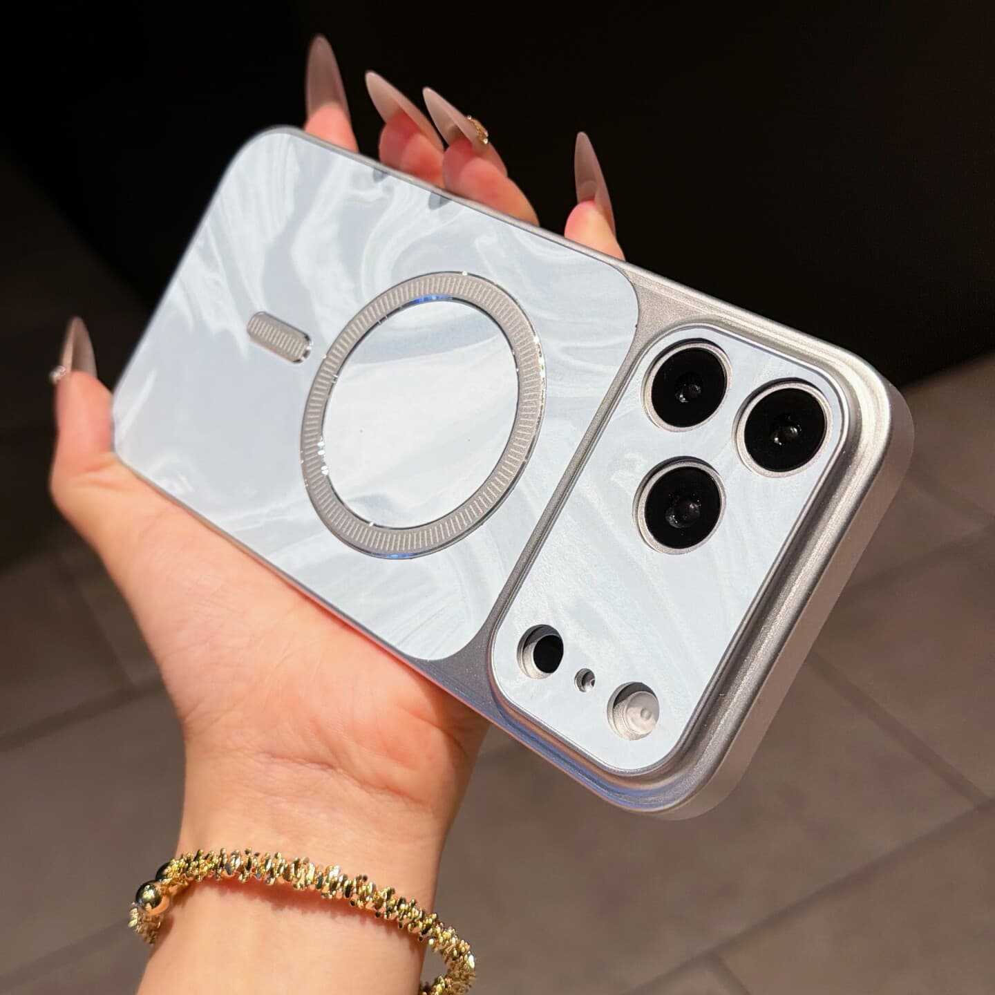 iPhone 17 Pro Max water ripple magnetic phone case, compatible with Apple 16, creative large window full-wrap protective cover