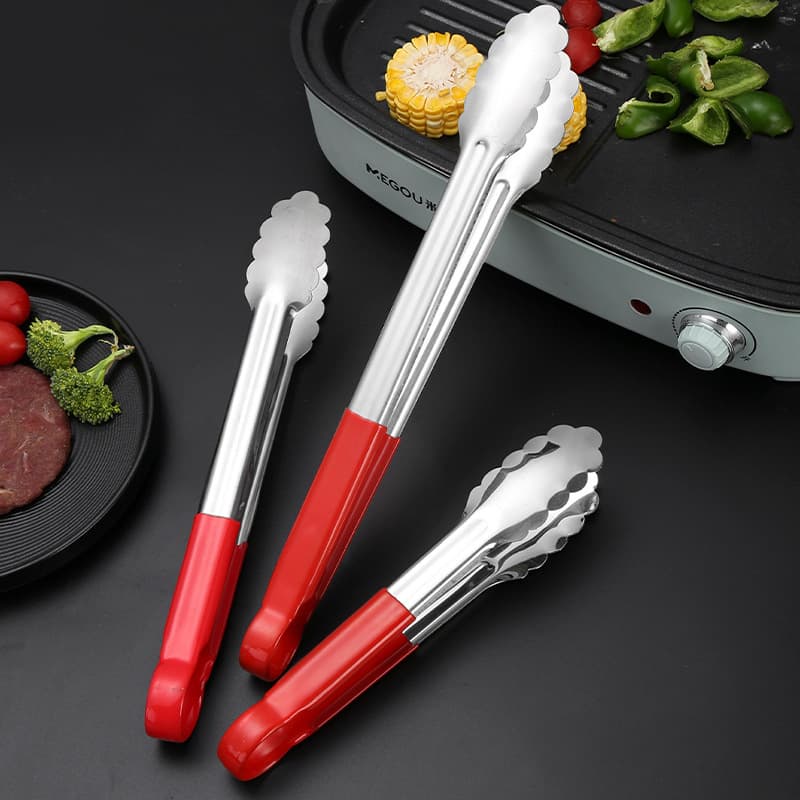 Kitchen stainless steel 304 food clips barbecue bread clips red plastic plum blossom clips kitchen gadgets BBQ barbecue clips