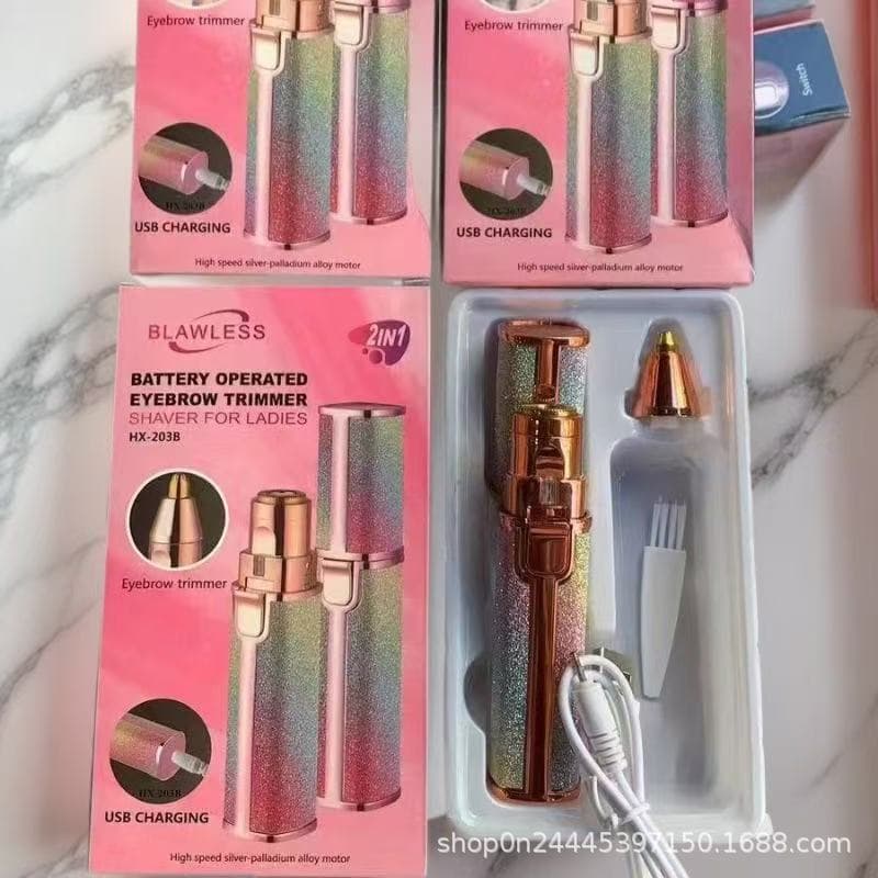 Amazon Women's 2-in-1 Rechargeable Electric Eyebrow Trimmer and Hair Remover, Lipstick-Shaped Hair Removal Device and Eyebrow Trimmer