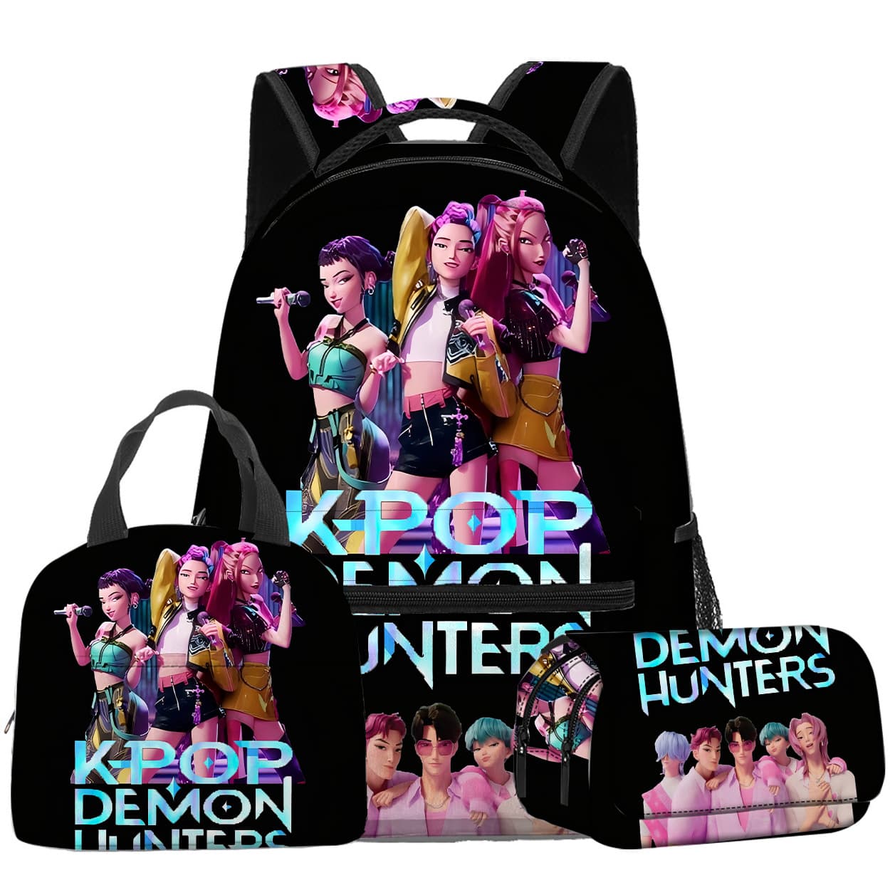 3D New Cross-Border Movie K-POP Witch Hunter Girl Group Backpack Lunch Bag Pencil Case 3-Piece Set