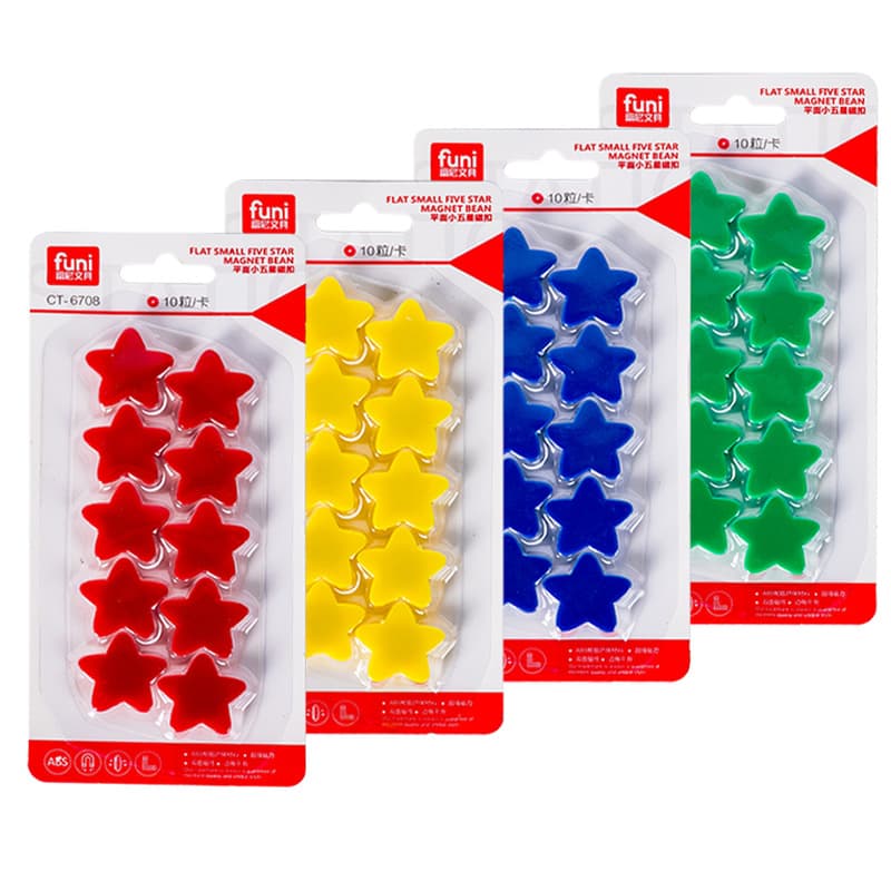 Funi plane five-pointed star magnet 20MM small star magnet for children and students to commend and reward magnets refrigerator magnets