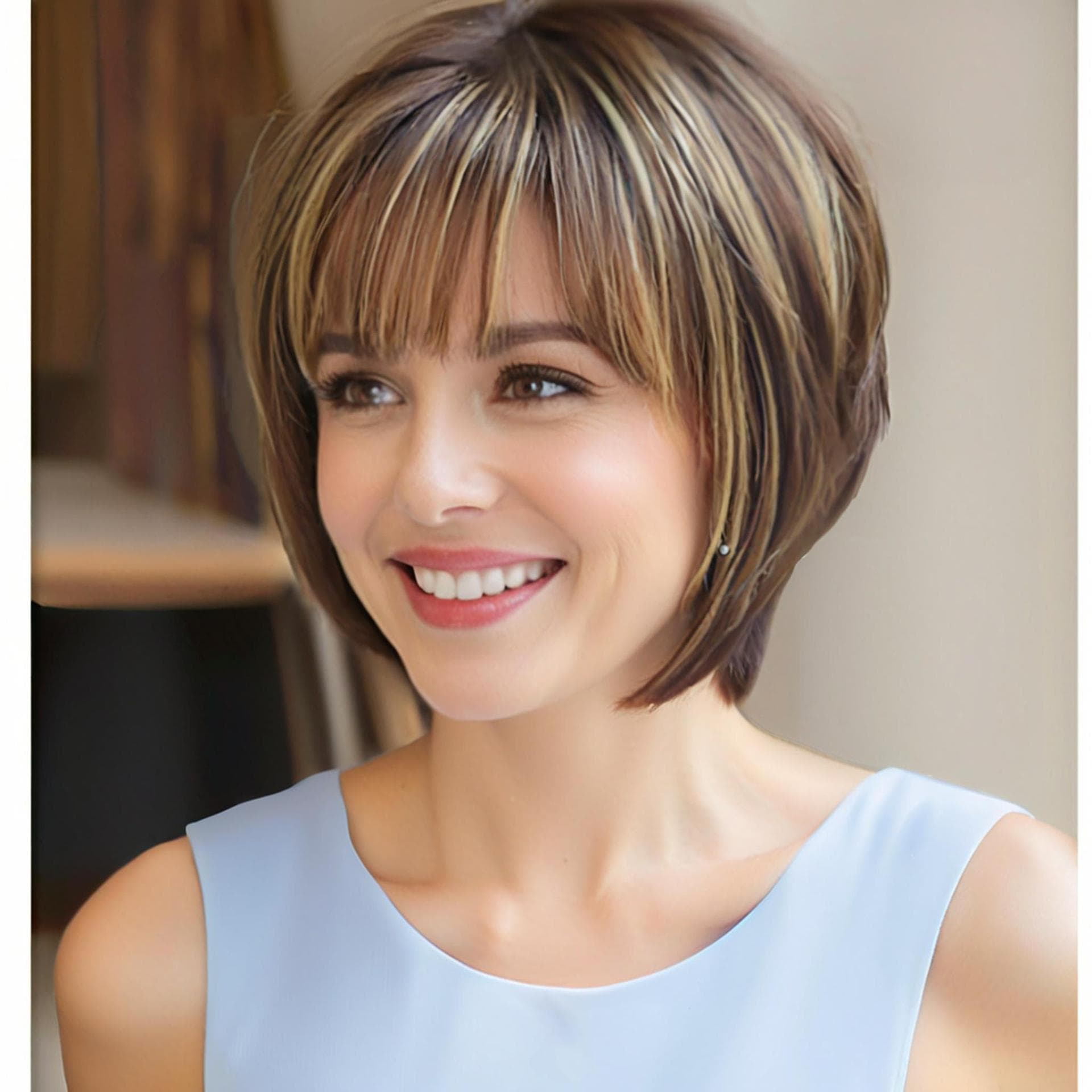 Premium Wig Cross-Border European and American Fashion Wig Women's Short Straight Hair Synthetic Fiber Full Cap Headwear Source Factory In Stock Wholesale