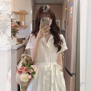 French Style White Shirt Dress for Women, Autumn 2026 New Arrival, High-End Look, Fitted Short Sleeve Dress