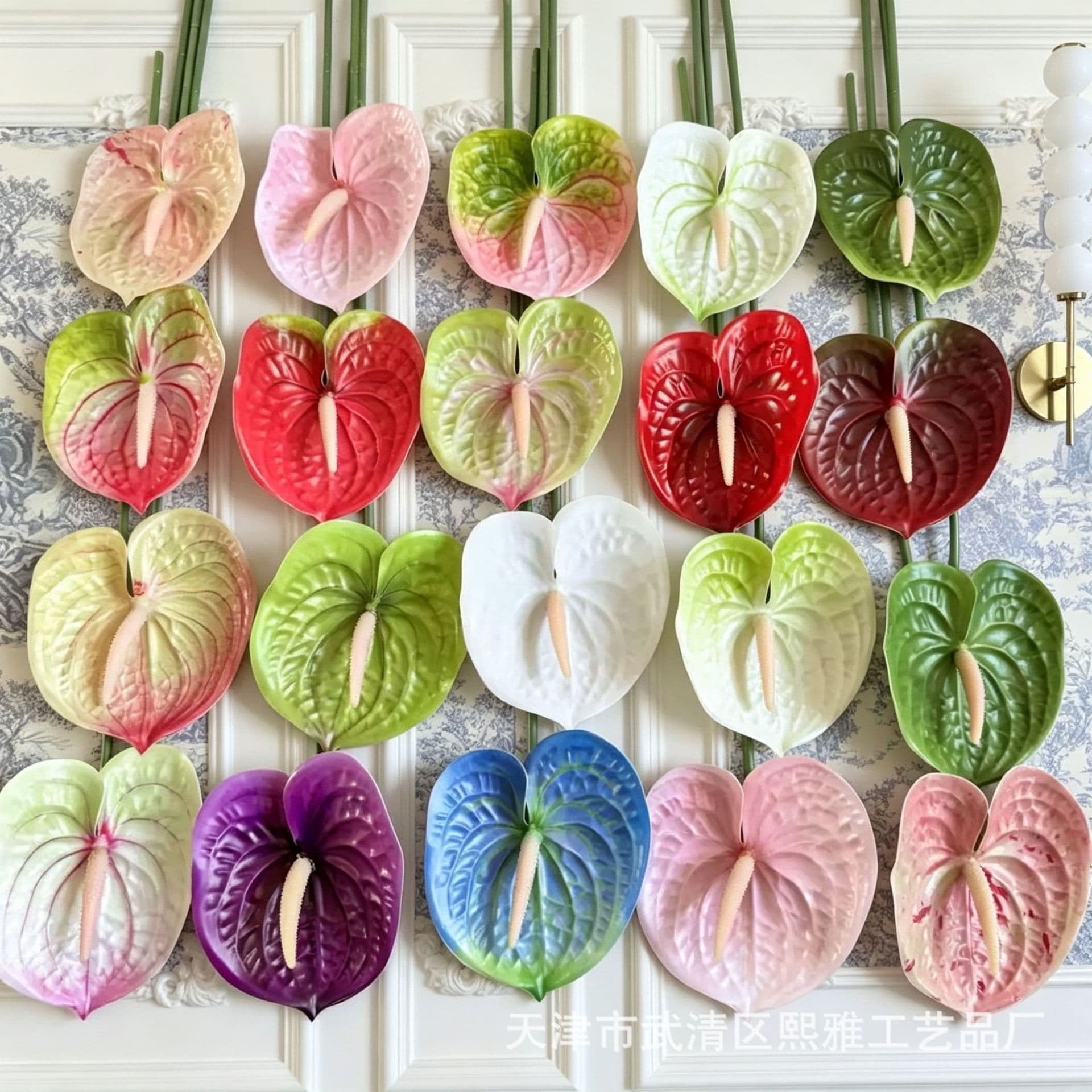 3D printing single stick feel film anthurium artificial flower large crane wedding engagement banquet flower arrangement artificial flower arrangement
