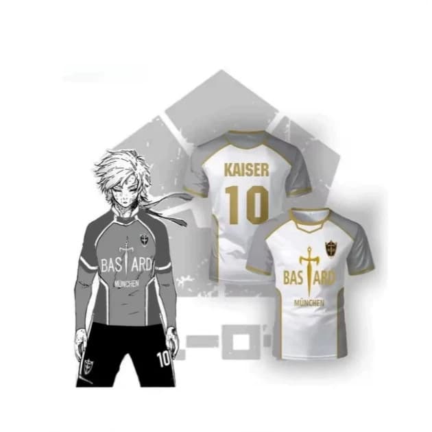 White Jersey Men's Soccer T-Shirt Kaiser Isagi Cosplay Shirt Summer Casual Short Sleeve T-Shirt