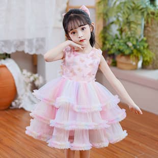 Girls Dress Summer 3D Butterfly Tutu Princess Dress Birthday Children's Day Performance Costume Girls Evening Gown