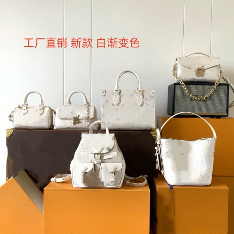 Foreign trade and foreign orders hot new style white gradient cowhide handbag shoulder bag crossbody bag handbag dip dyed elegant