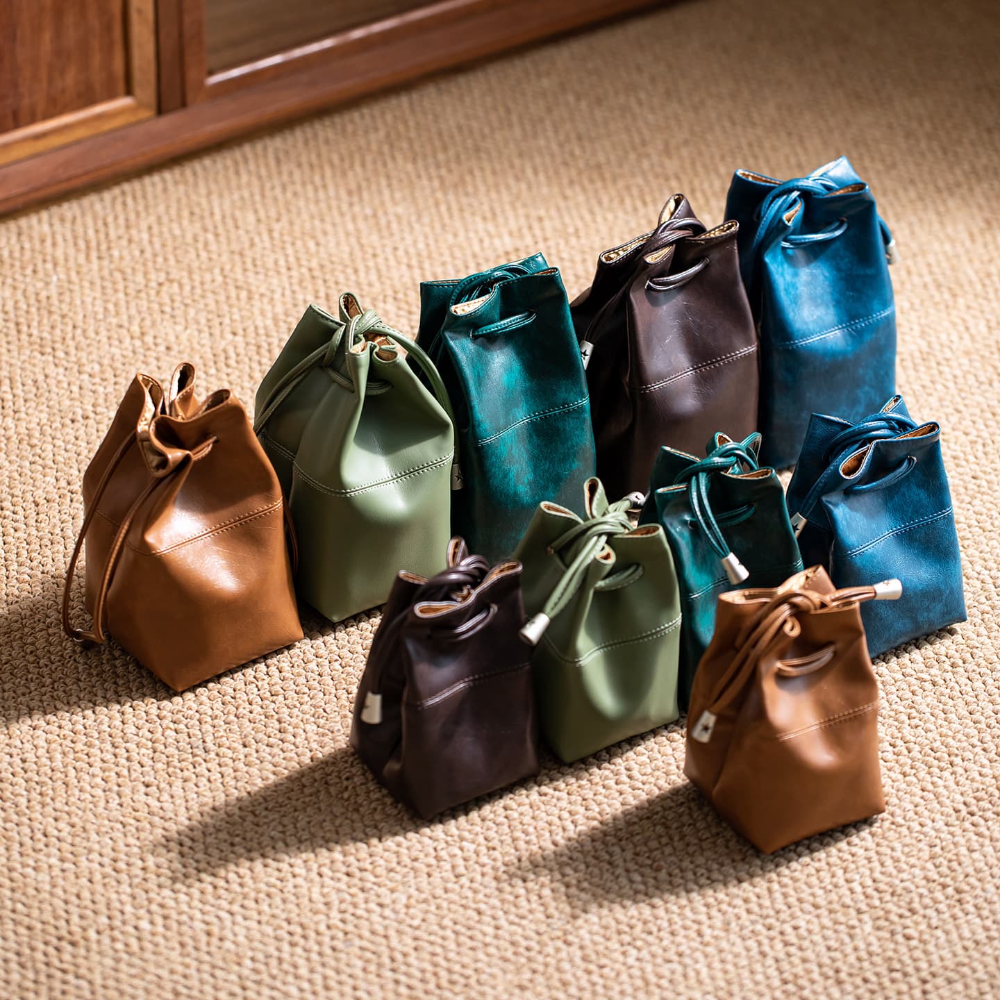 Leather Storage Bag Square Glossy Series, Single Cup Ceramic Travel Convenient Storage Pouch for Collectibles