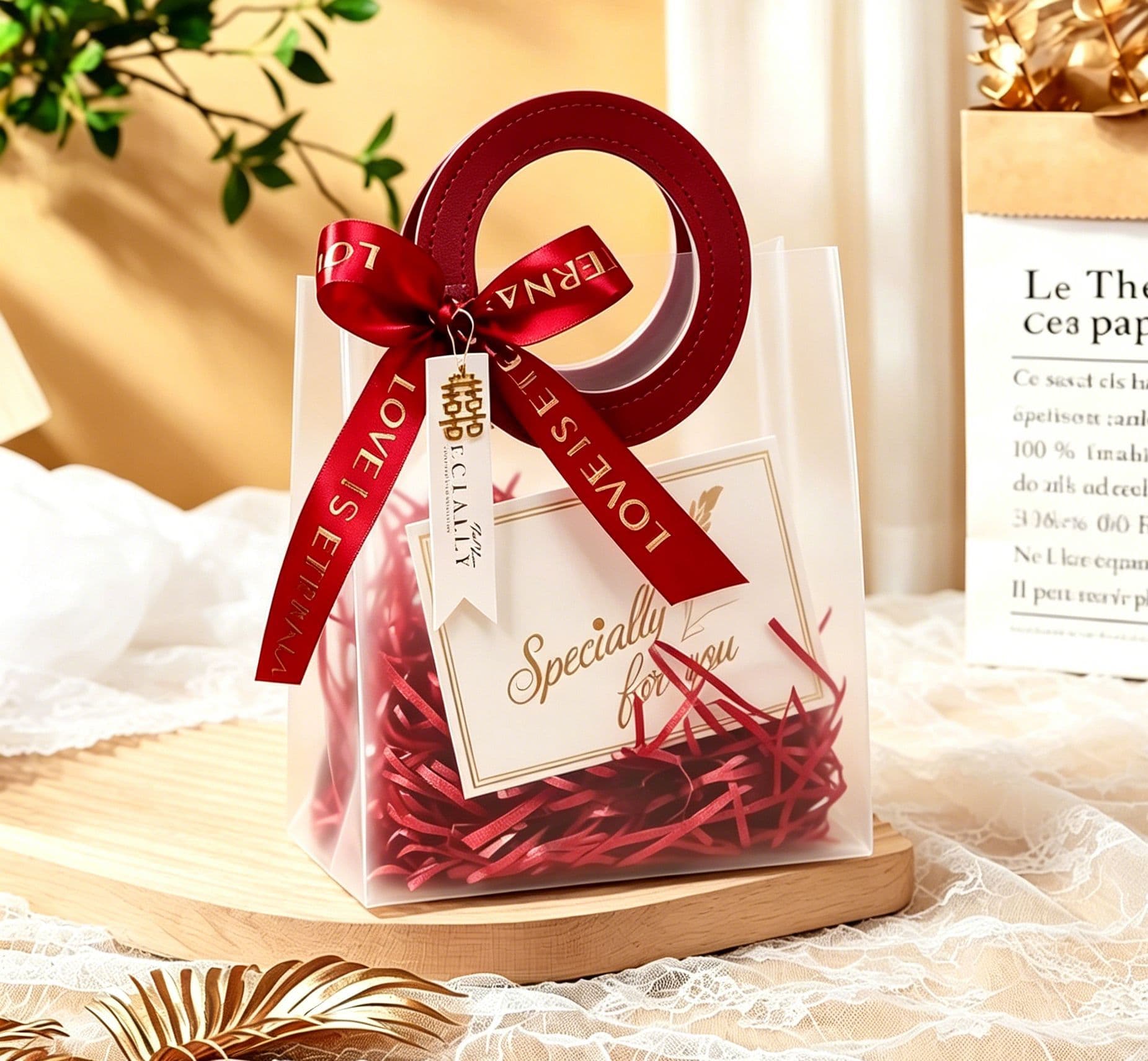 In Stock PP Plastic Handbag Transparent Gift Bag Frosted Premium Candy Bag Favor Bag Graduation Season Gift