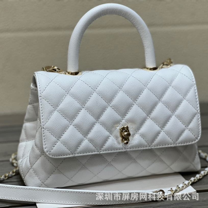New Original Leather Small Fragrance Flap Bag Handbag Chili Chicken Ball Pattern Caviar Diamond Lattice Shoulder Crossbody Bag Women's Bag