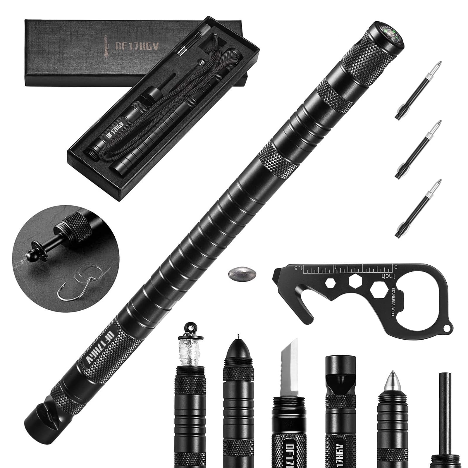Multifunctional Outdoor Survival Tool, Tactical Pen, Outdoor Emergency Cross-Border E-Commerce Product, Mini Fishing Tool