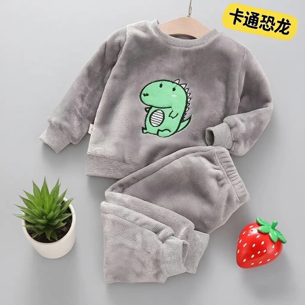 Baby Boy Pajamas Set Dinosaur Children's Fleece Clothes Baby Autumn Winter Bear Home Wear Cute Plush