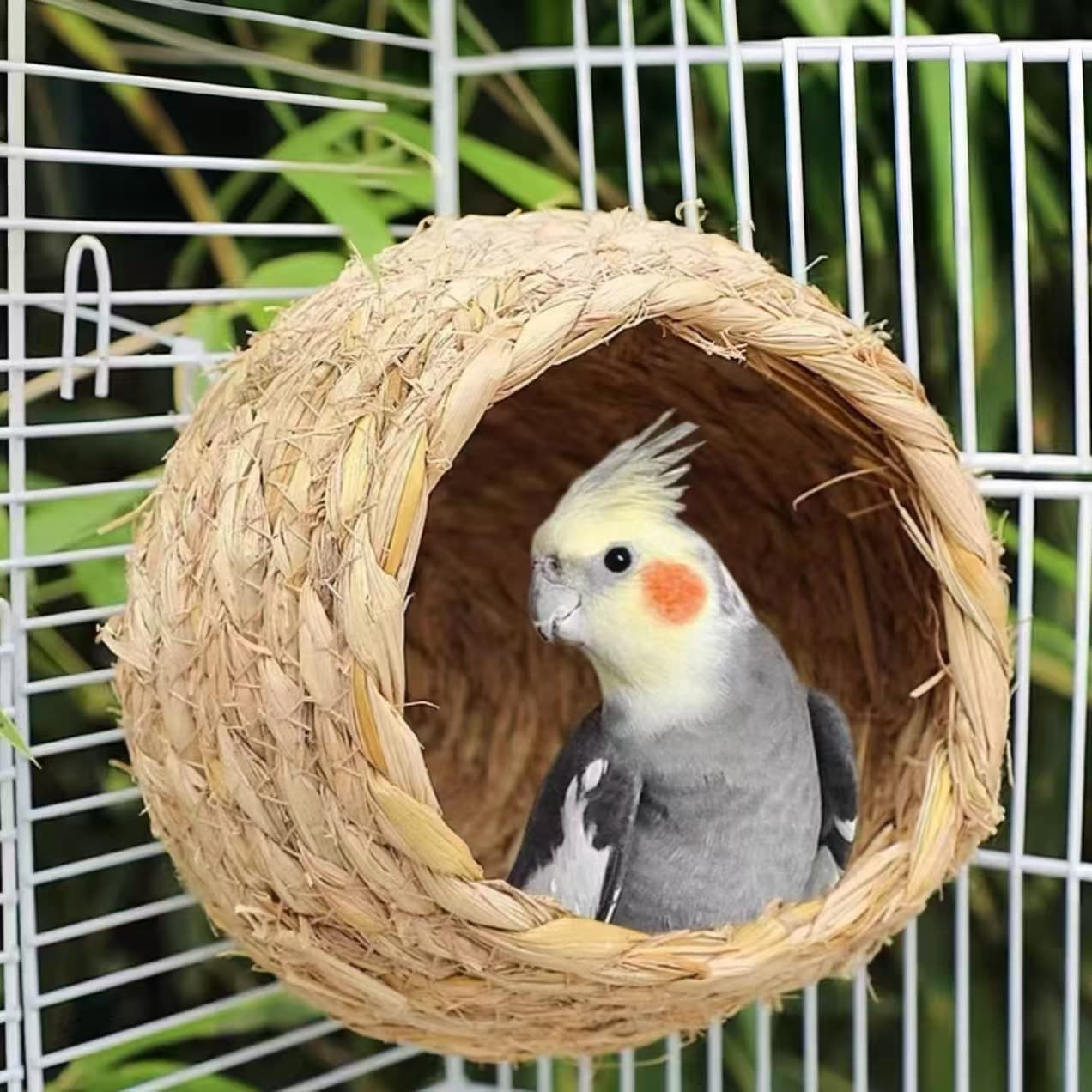 Bird Nest Parrot Nest Woven Grass Nest Quail Nest Budgie Cockatiel Pearl Sleep Nest Bird Nest Parrot Toy Supplies Collection