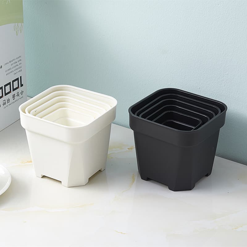 White Thickened Simple Shallow Square Pot, Home Gardening Plastic Flower Pot, Japanese Succulent Pot, Frosted Square Planter
