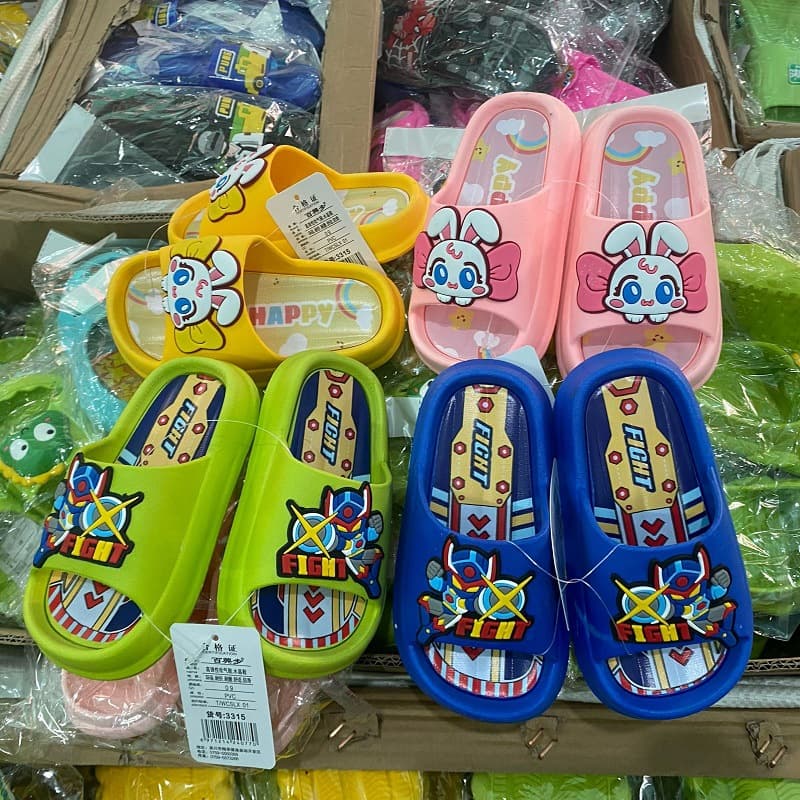 Fuxing 3315 Cartoon Print Children's Unisex Superhero Rabbit Colorful Flat Open-Toe Slide Sandals
