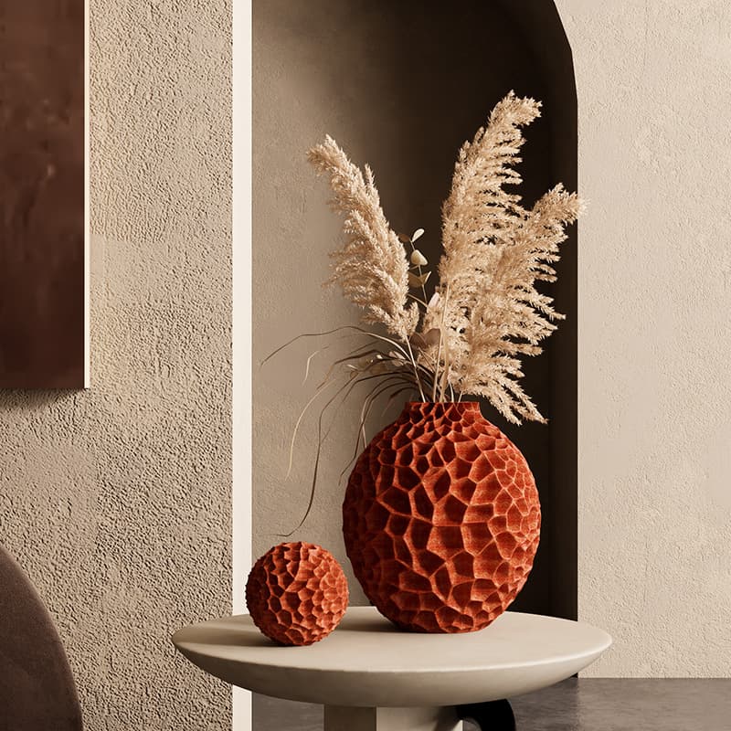 Retro Caramel Wabi-Sabi Style Homestay Soft Decoration Ornament Entryway Mid-Century Honeycomb Vase Art Flower Vessel