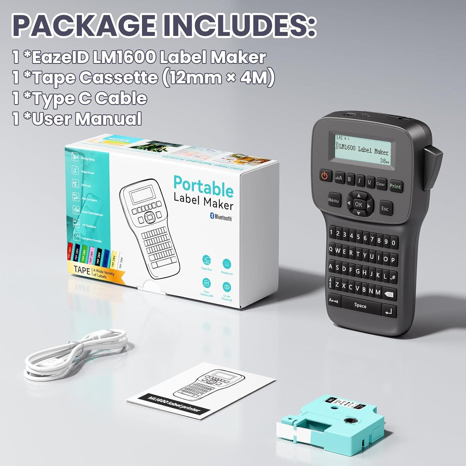 Lm1600 Label Ribbon Printer Commercial Industrial Portable Thermal Transfer Keyboard Cable Label Printer