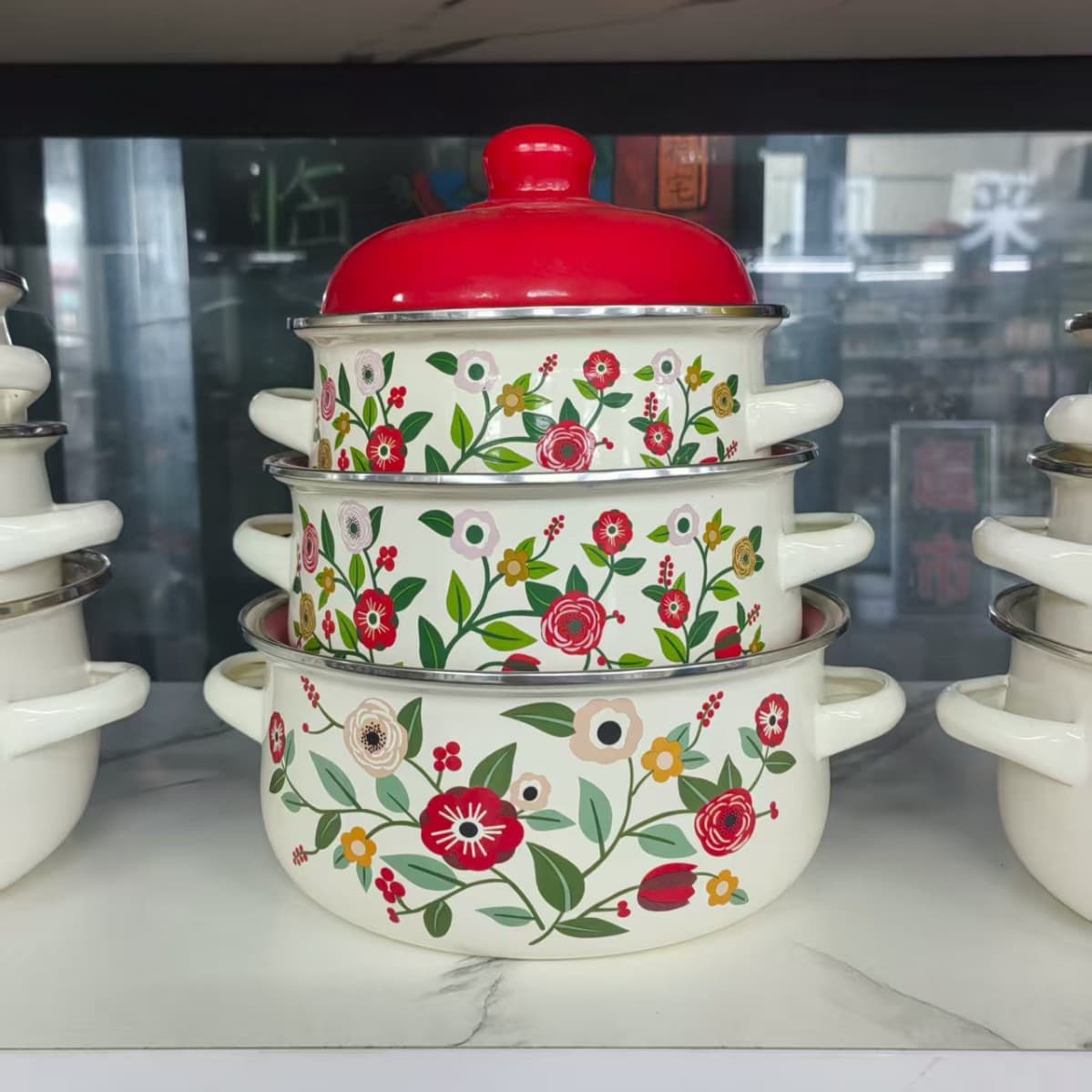 Enamel Cookware 3-Piece Set Soup Pot Stew Pot Stew Bowl Casserole Braising Pot Milk Pot Induction Cooker Cooking Pot Export Home Use