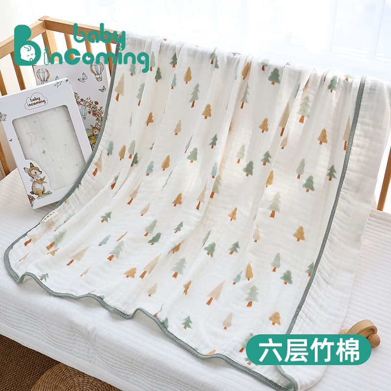 Gauze bath towel for newborns, Class A six-layer bamboo cotton baby bath wrap, soft and absorbent combed cotton children's cover blanket
