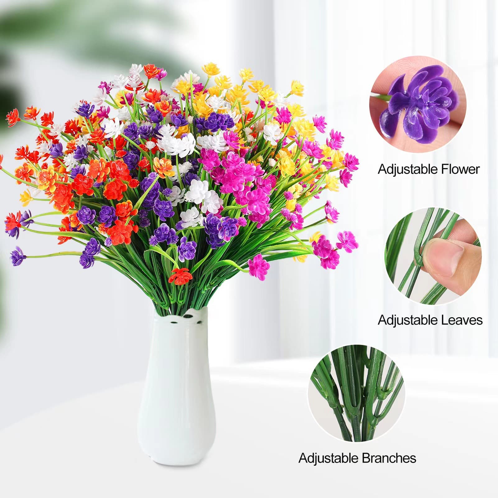 Amazon Artificial Flowers 7-Branch Spring Grass Camellia 7-Branch Spring Grass Small Lotus Simulated Small Rose Baby's Breath Spring Grass Flowers