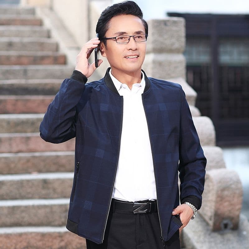 Spring Autumn Middle-Aged Men Thin Jacket Outerwear Middle-Aged Loose Men's Clothing Father's Spring Outerwear Men