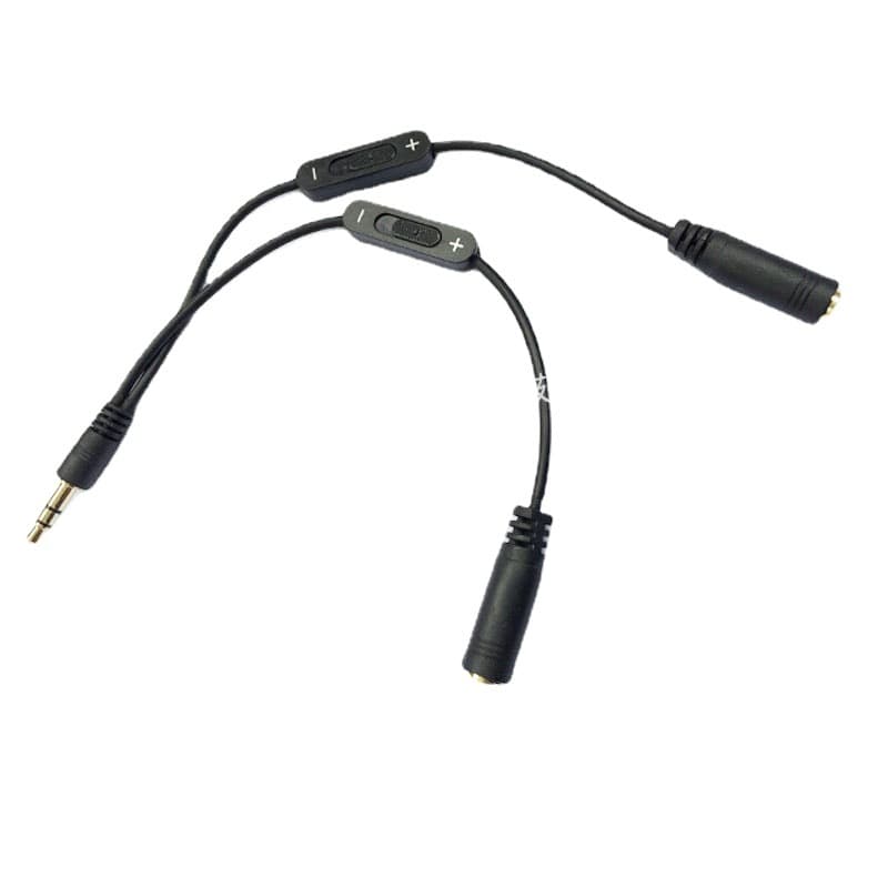 AUX headphone cable 3.5 revolutions one-to-two couple audio cable headphone volume adjustment with line control switch one for two