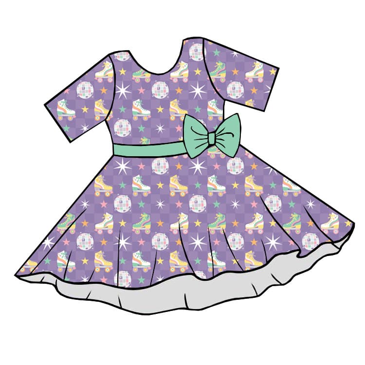 Cross-border wholesale custom summer girl's printed dress with large skirt and bow waistband design