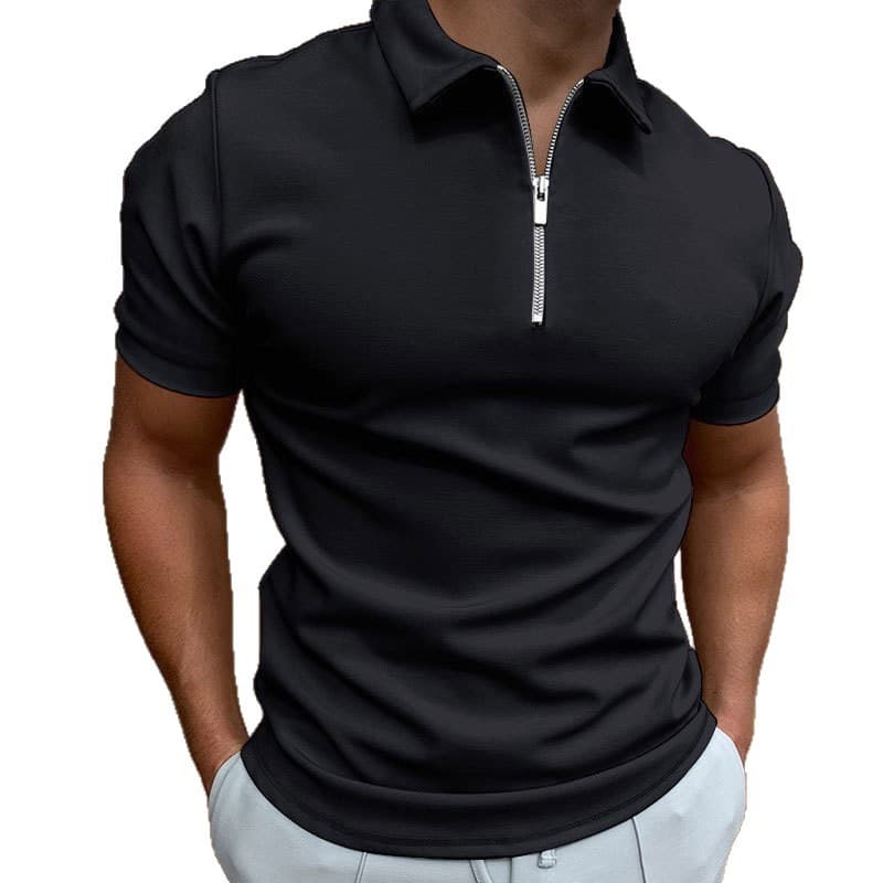 Cross-border Summer Men's Polo Shirt Solid Color Short Sleeve Turn-down Collar T-shirt Casual Slim Fit Top European and American Men's Clothing