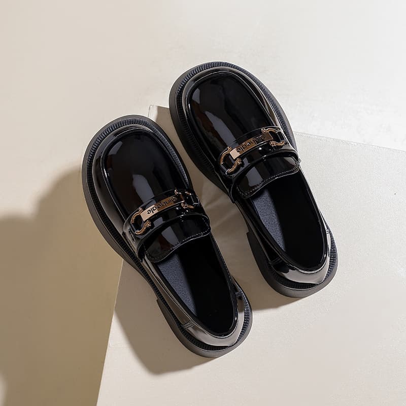 British Style Leather Shoes for Women 2026 New Summer Black Casual Loafers, Slip-On Work Shoes to Match Dresses