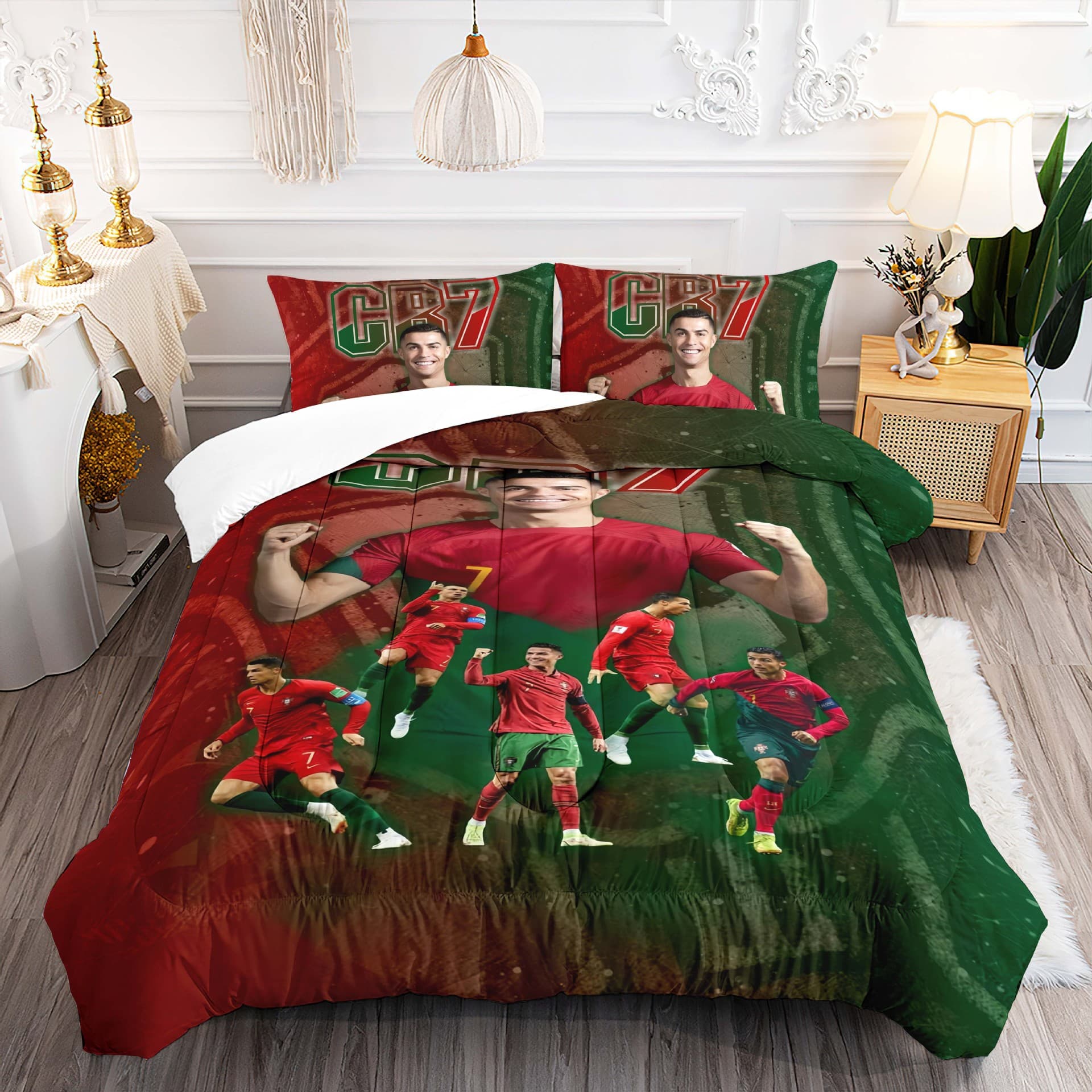 3D digital printing C Luo quilted three-piece quilt set Cross-border Amazon fat quilt kit pattern can be ordered from one piece