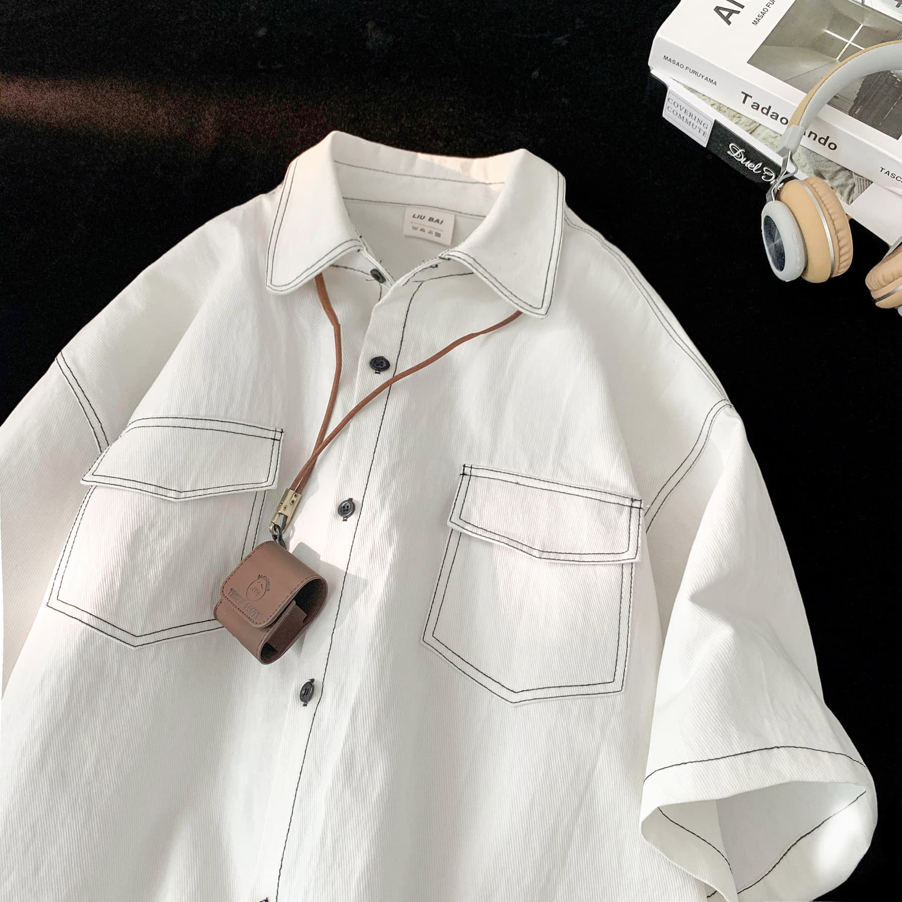 Japanese Retro Short Sleeve Shirt for Men, Summer 2023 New Niche Design, Fashion Brand Trendy Casual Half Sleeve Shirt