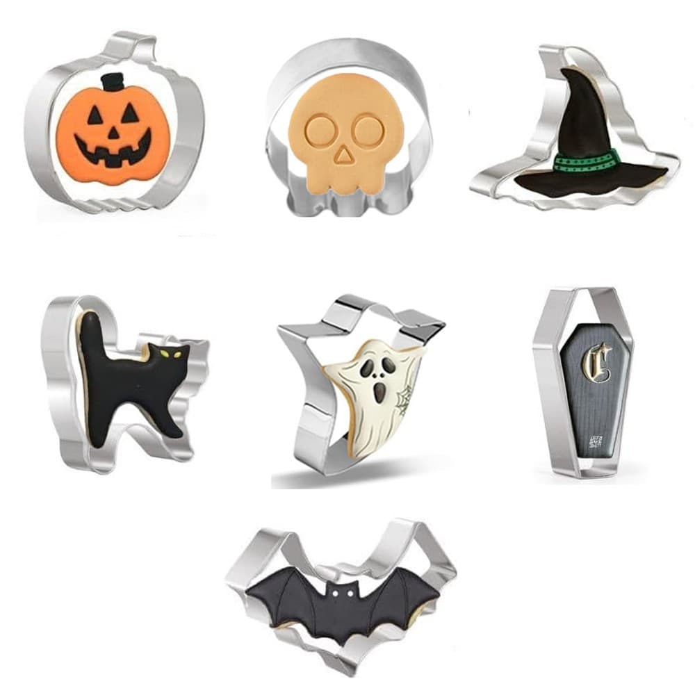 Cross-border spot 7-piece set pumpkin bat cookie mold baking mold Halloween stainless steel cookie mold