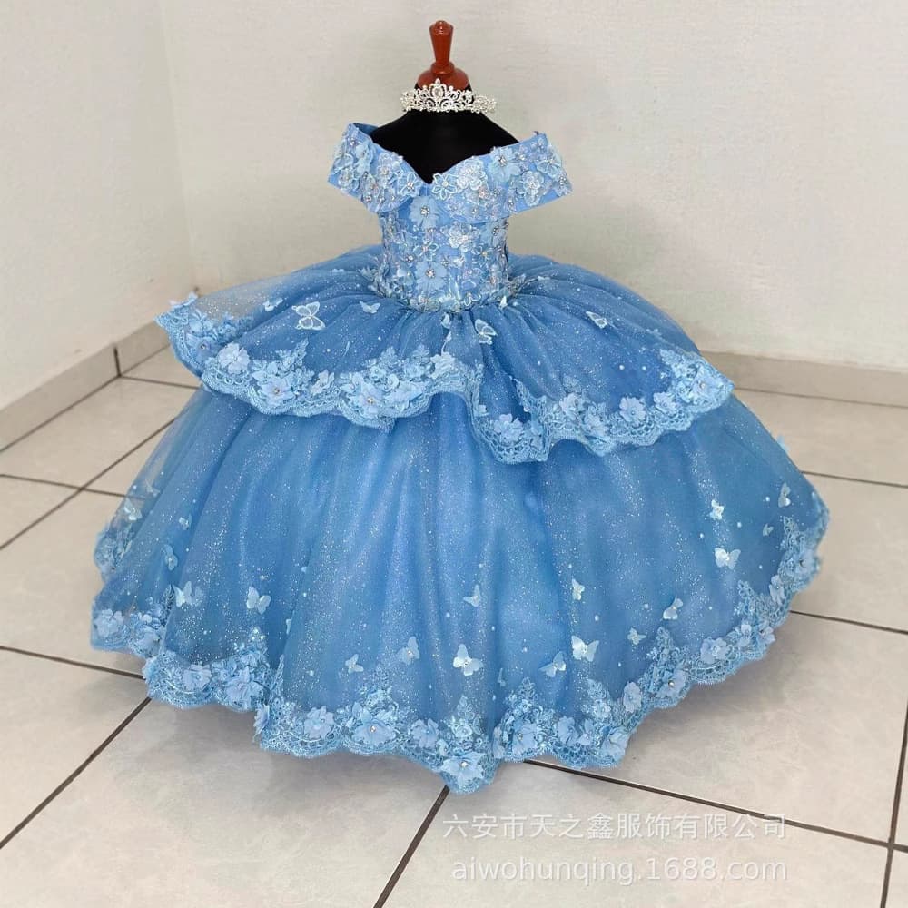 New Girl Flower Fairy Birthday Flower Girl Tulle Mesh Front Short Back Long Host Evening Piano Performance Princess Dress