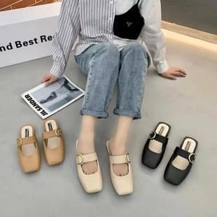 Slip-On Sandals for Women, Soft Sole, Lazy Half Slippers, Trendy Closed-Toe Sandals, Summer Outdoor Wear