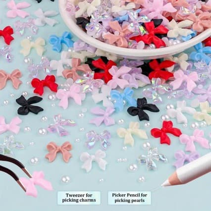 Nail Art Accessories Bow Nail Decor Wearable Nail Tips 3D Nail Art DIY Resin Charms