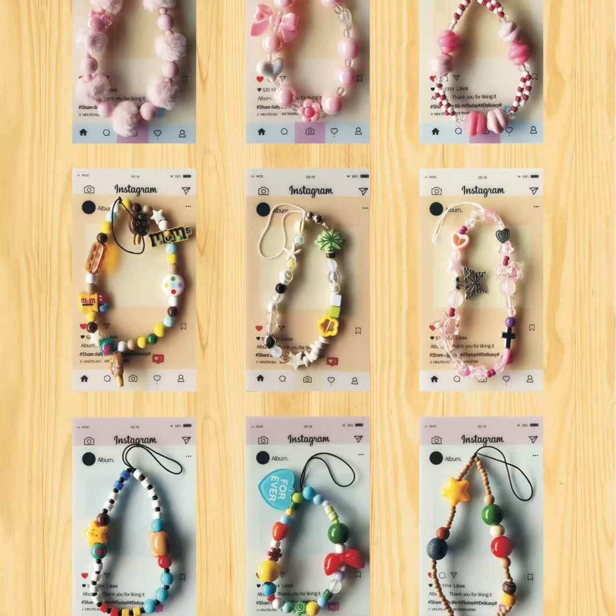 Personalized creative handmade beaded portable chain wrist short lanyard with clip phone case keychain bag pendant