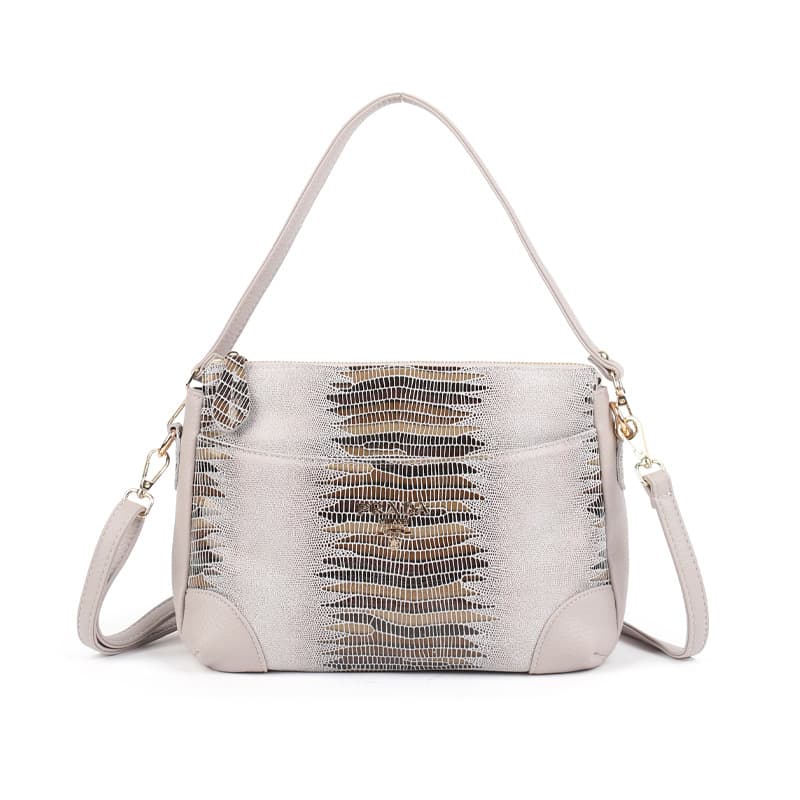 Cross-border Genuine Leather Women's Handbag, Vintage Crocodile Grain Tote Bag, Shoulder Crossbody Bag in Matte Lizard Leather
