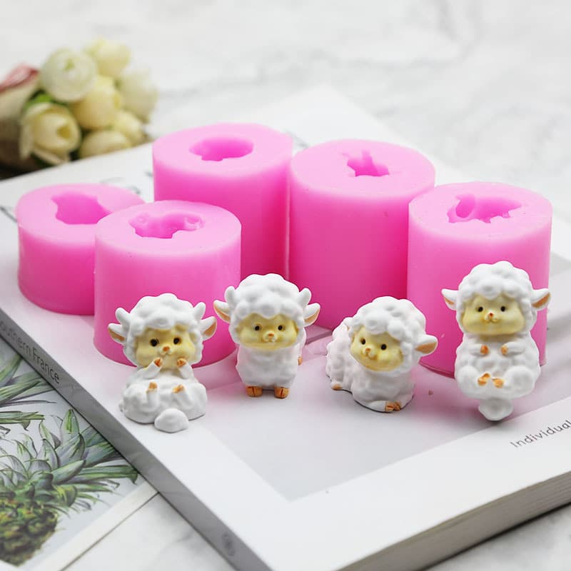 Mini Cute Sheep Silicone Mold DIY Plaster Mold Aroma Candle Mold Cartoon Resin Accessories Silicone Mold