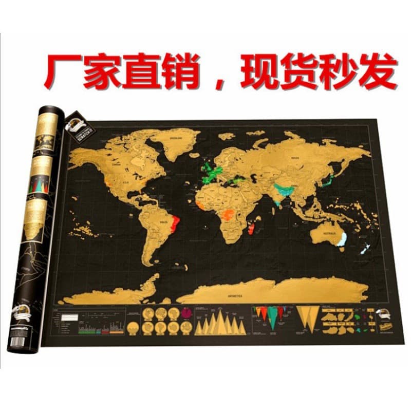Large Scratch Map Black Gold Scratch-Off World Travel Map, Scratch Gold, USA Europe Edition