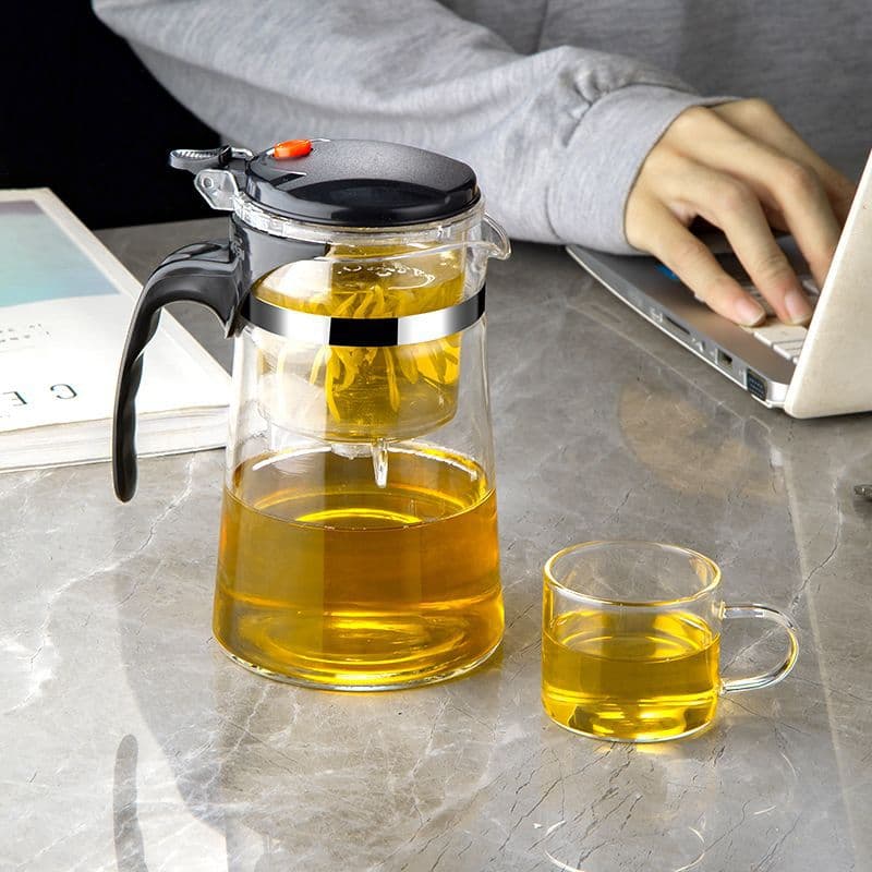 Floating Cup Glass Teapot, Tea-Water Separation Brewer, Home Filter Magic Tool, Tea Set with Teacup