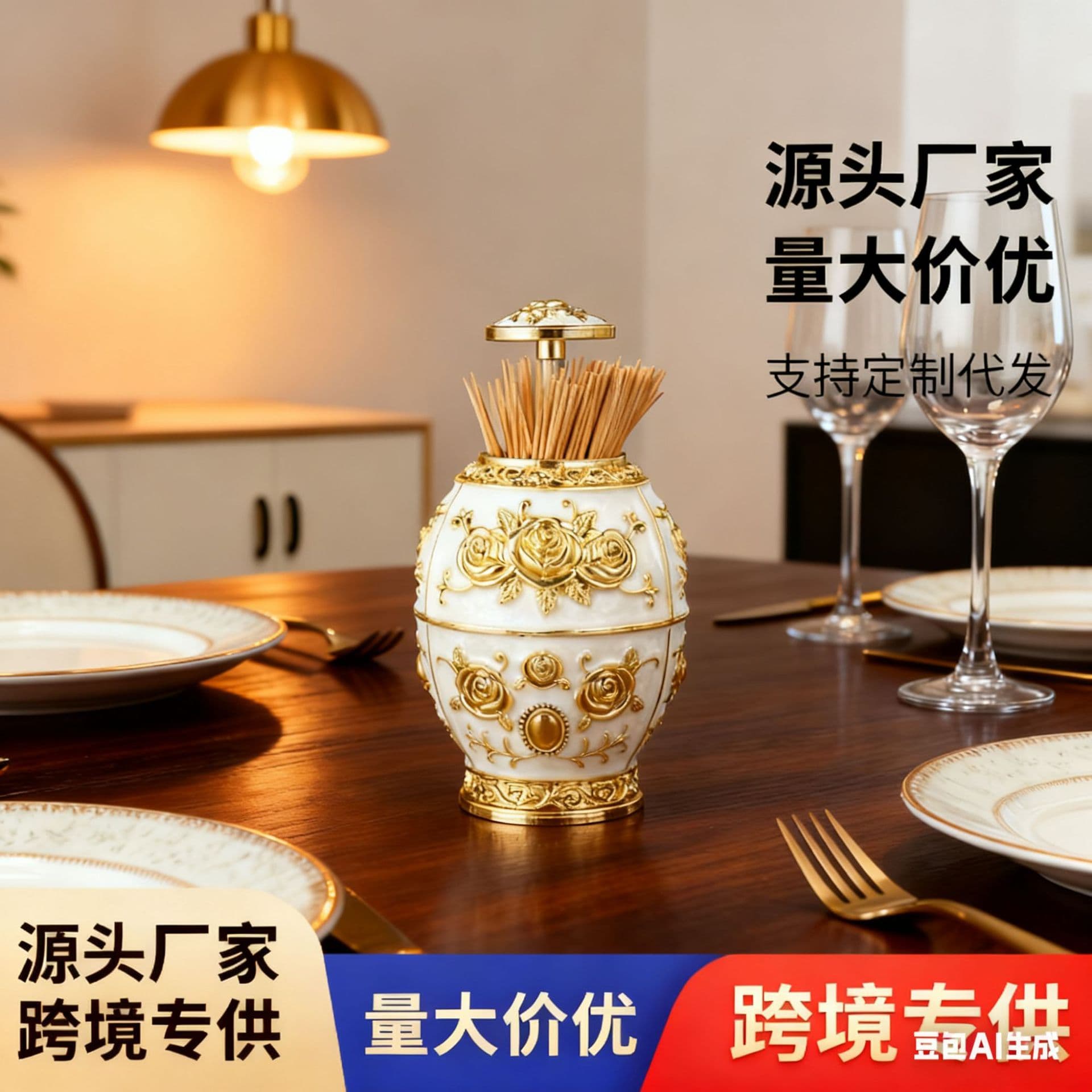 Creative pressing toothpick tube toothpick box high-end hotel special toothpick and floss two-in-one storage housewarming gift