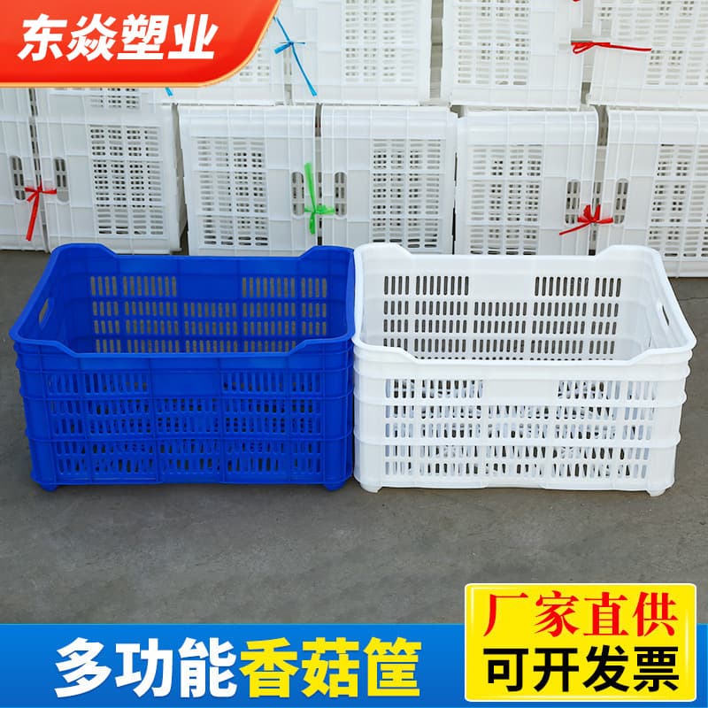 Brand new thickened plastic mushroom transport crates, pressure-resistant and breathable fruit and vegetable crates, mushroom turnover crates.