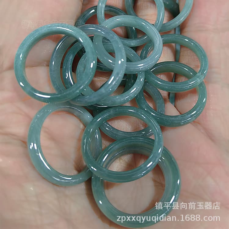 Myanmar Jadeite Ring Wholesale Blue Water Jade Ring Unisex Jewelry Jade Ring Band Thumb Ring