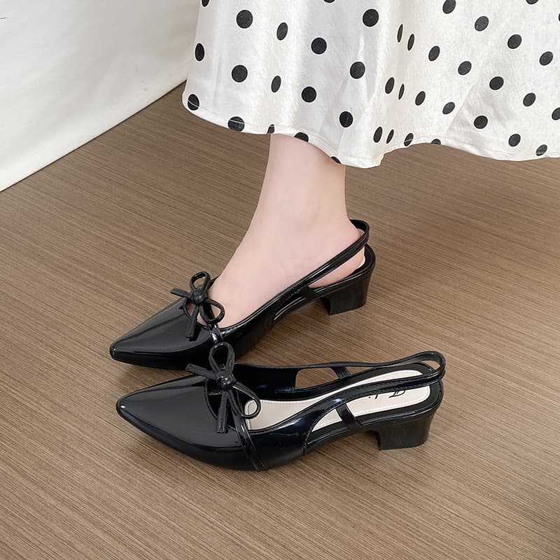 Cross-border New Pointed Toe High Heel Sandals for Women Versatile Mary Jane Chunky Heel Backless Shallow Mouth Fashion Outdoor Sandals