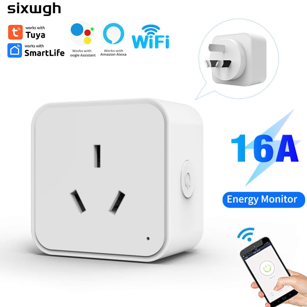 Tuya WiFi Smart Socket Voice Control Mobile Remote Smart Plug AU Standard Socket 16A