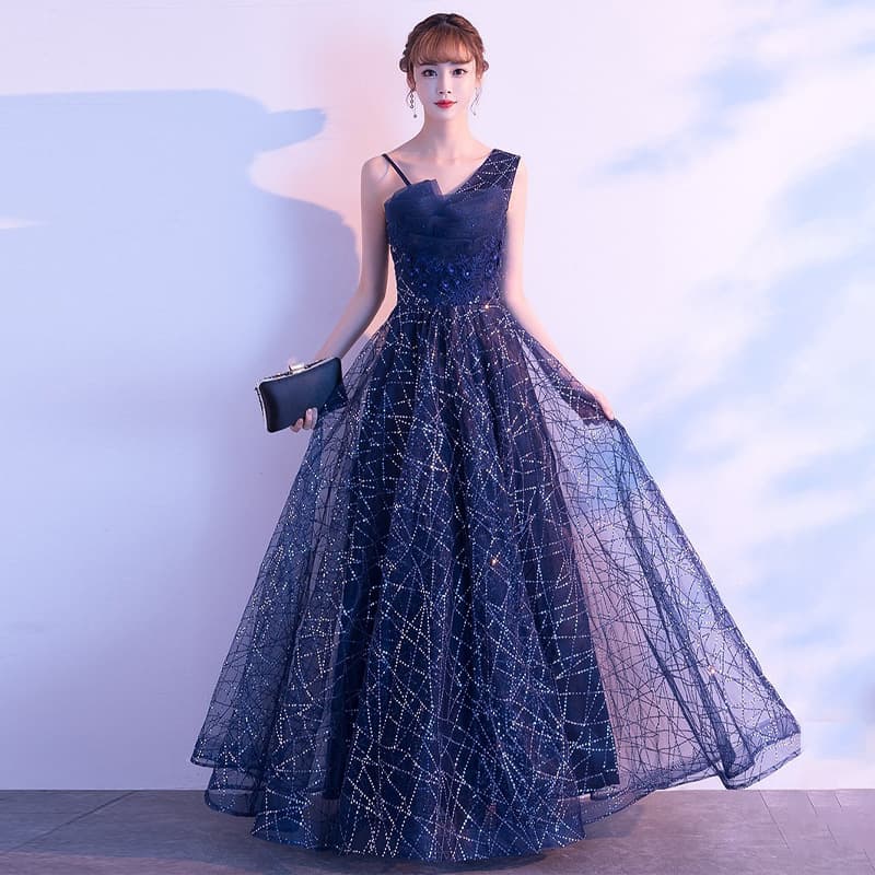 2026 New Style Banquet Evening Dress for Women, Elegant Starry Sky Gradient Host Performance Dress, Socialite Light Luxury Niche Gown