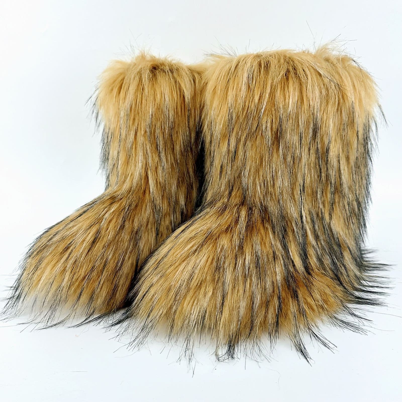 Y2K Fluffy Boots for Women, Winter Warm Fashion Mid-Calf Snow Boots, Plus Size Flat Heel