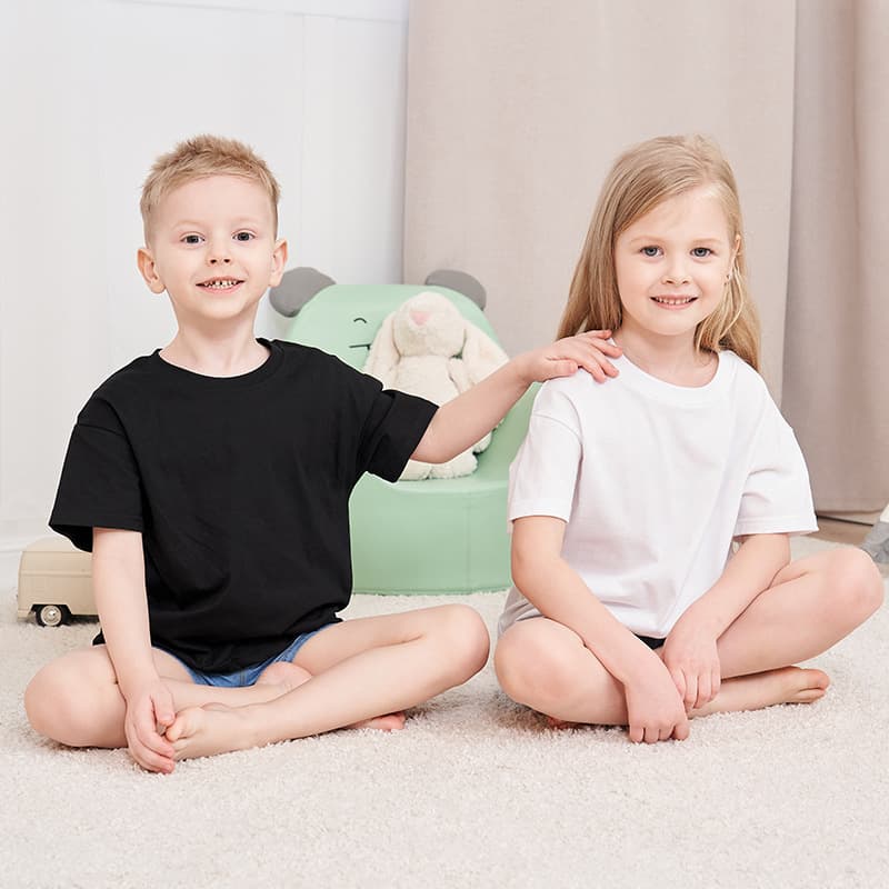 Boys' Short Sleeve T-Shirt Pure Cotton Summer White T-Shirt Children's Summer Top Girls' Undershirt Teenager Student Tee