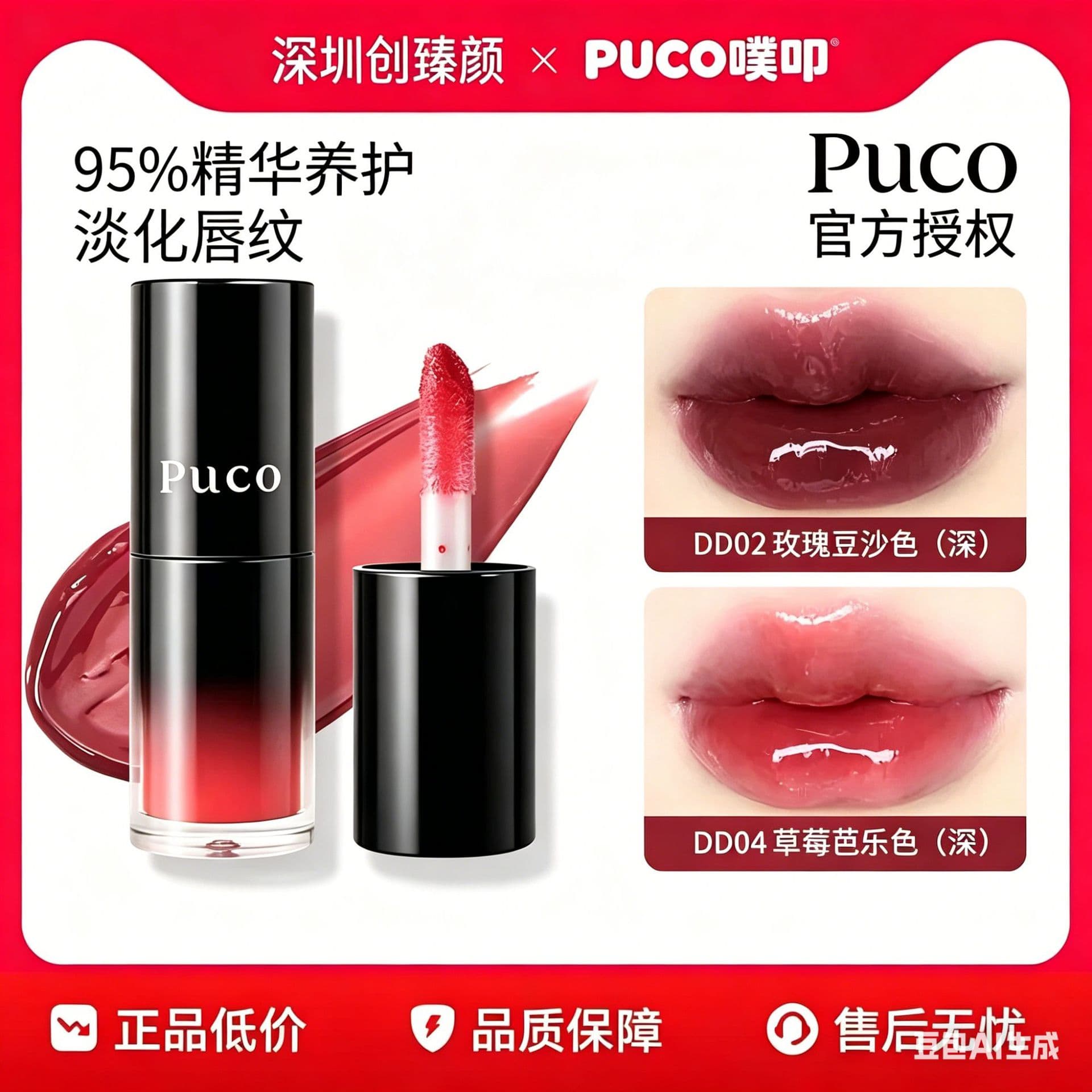 [Official Genuine] PUCO Dudu Tinted Lip Serum Lip Gloss Lip Oil Water Gloss Lipstick Mirror Lip Glaze Moisturizing