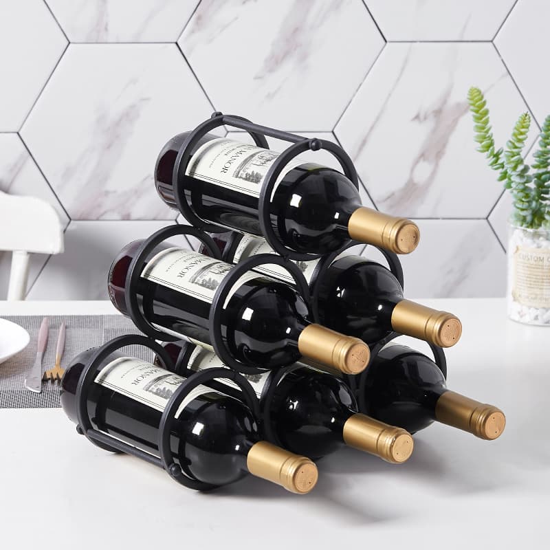 Iron wine rack ornament, wine cabinet decorative piece, European creative slanted simple wine bottle holder, retro multi-bottle cabinet